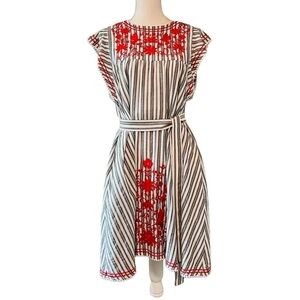 KATE SPADE BROOME STREET CASUAL STRIPED A-LINE COTTON DRESS SIZE SMALL